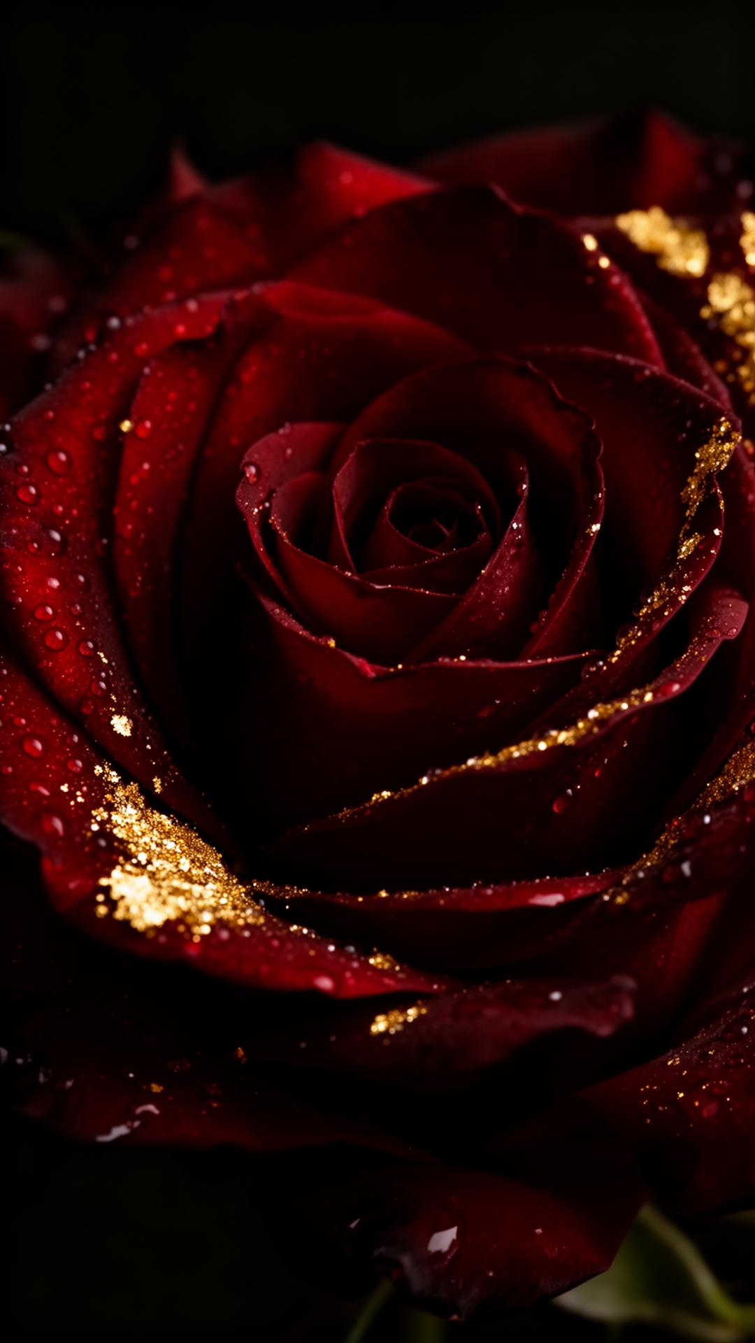 Rosa escura com pó de ouro